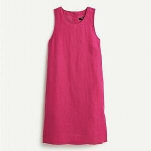 J. Crew Linen Button Back Shift Dress in Neon Flamingo Pink‎ XS Summer Classic